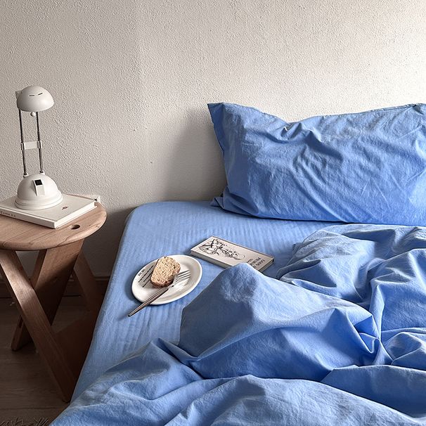 Manufacturer Wholesale INS Japanese Solid Color Pure Four-Piece Nordic Style Yarn-Dyed Washed Cotton 4-Piece Bedding Set_maomaolike.com
