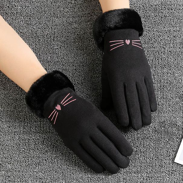 Autumn and winter warm gloves ladies plus velvet thick hair mouth outdoor cycling driving sports touch screen de velvet gloves women_maomaolike.com