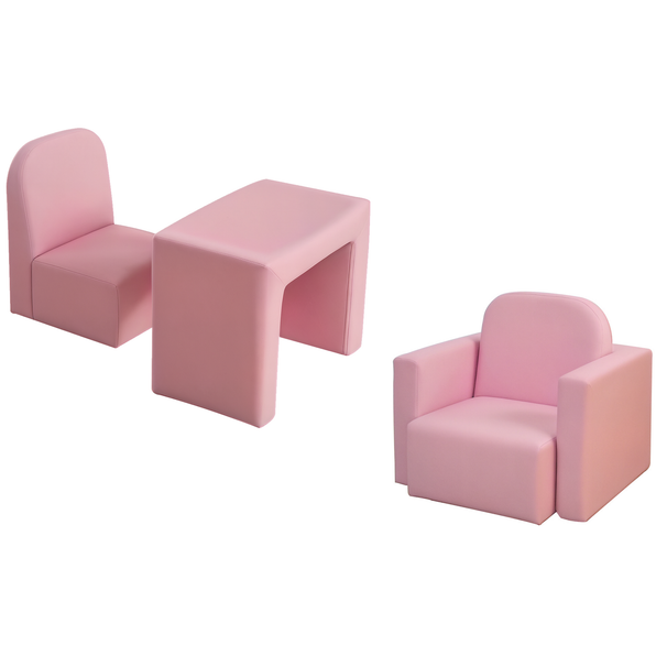 2-in-1 Convertible Table And Chair Set For Boys Girls For Boys Girls, Pink_maomaolike.com