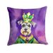 Schnauzer King Of Mardi Gras Throw Pillow Machine Washable, Indoor Outdoor Decorative Pillow For Couch, Bed Or Patio, 14Hx14W_maomaolike.com