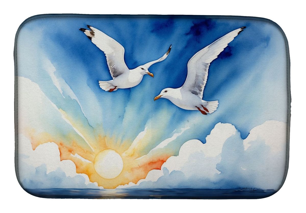 Gulls Soaring High Dish Drying Mat Absorbent Dish Drying Mat Pad For Kitchen Counter Dish Drainer Mat For Countertop, 14 X 21", Multicolor_maomaolike.com