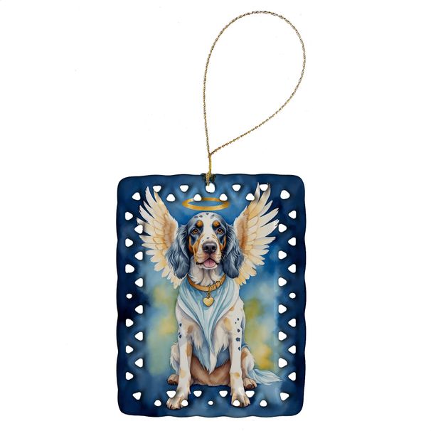 English Setter My Angel Porcelain Ornament Christmas Tree Hanging Decorations For Home Christmas Holiday, Rectangle, Gift, Multicolor_maomaolike.com