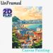 Busan South Korea Cityscape Painting Poster, Warm-toned Vibrant Coastal Urban Scene Poster, Charming Harbor & Mountain Skyline To Add Urban Flair_maomaolike.com