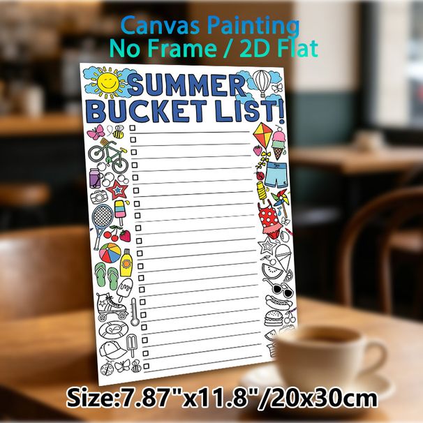 Summer Bucket List Painting Poster, Vibrant Hand-drawn Summer Elements Poster, Functional Checklist To Organize Summer Plans, Suitable For Home And_maomaolike.com