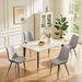 Light Grey & Dark Grey PU Leather Dining Chair With Metal Legs, Wave Pattern Upholstered Armless Chair Set Of 2 For Kitchen, Restaurant, Living, Meeting Room_maomaolike.com