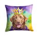 Chesapeake Bay Retriever King Of Mardi Gras Throw Pillow Machine Washable, Indoor Outdoor Decorative Pillow For Couch, Bed Or Patio, 14Hx14W_maomaolike.com