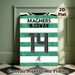 Football Jersey No.14 Painting Poster, Vibrant Green & White Striped Sports Jersey Poster, Collectible Signed Sports-themed Decor For Game Rooms And_maomaolike.com