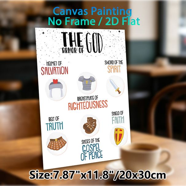 Armor Of God Painting Poster, Colorful Cartoon-style Religious Poster, Inspirational Faith-themed Decor Suitable For Home, Church And Study Areas_maomaolike.com