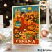 Spain Themed Painting Poster, Vintage Vibrant Spanish Cultural Scene Poster, Showcases Flamenco Dance, Local Cuisine & Iconic Landmarks, Ideal For_maomaolike.com