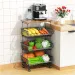 4/5/6 Tier Fruit Basket For Kitchen Organizers And Storage,with Solid Wood Top,Stackable Metal Wire Basket Stand Cart With Wheels For Fruit Vegetable_maomaolike.com