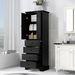 Storage Cabinet With 2 Doors And 4 Drawers For Bathroom, Office, Adjustable Shelf, MDF Board With Painted Finish_maomaolike.com