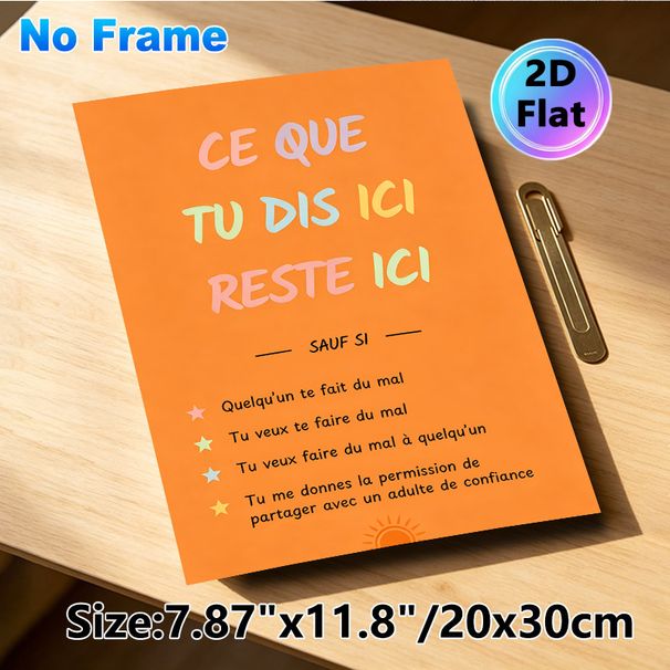 French Confidentiality Rule Painting Poster, Warm-toned Typographic Poster With Colorful Text & Stars, Clear Privacy Guideline Reminder, Ideal For_maomaolike.com