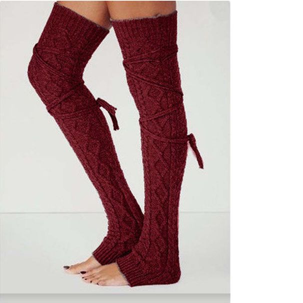 Unisex Long knitted woollen hosiery Pile hosiery strap leg warmers foot warmers_maomaolike.com