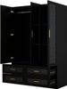 Wooden Armoire Wardrobe Closet With 3 Doors Hanging Rods 4 Drawers Shelves Large Capacity Clothes Storage Cabinet Organization For Bedroom Black 47.24" W X 19.69" D X 70.87 "H -- 2 Packages_maomaolike.com