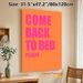 Come Back To Bed Typographic Painting Poster, Vibrant Pink Bold Text On Orange Poster, Playful Warm Vibe Ideal For Bedroom Decor_maomaolike.com