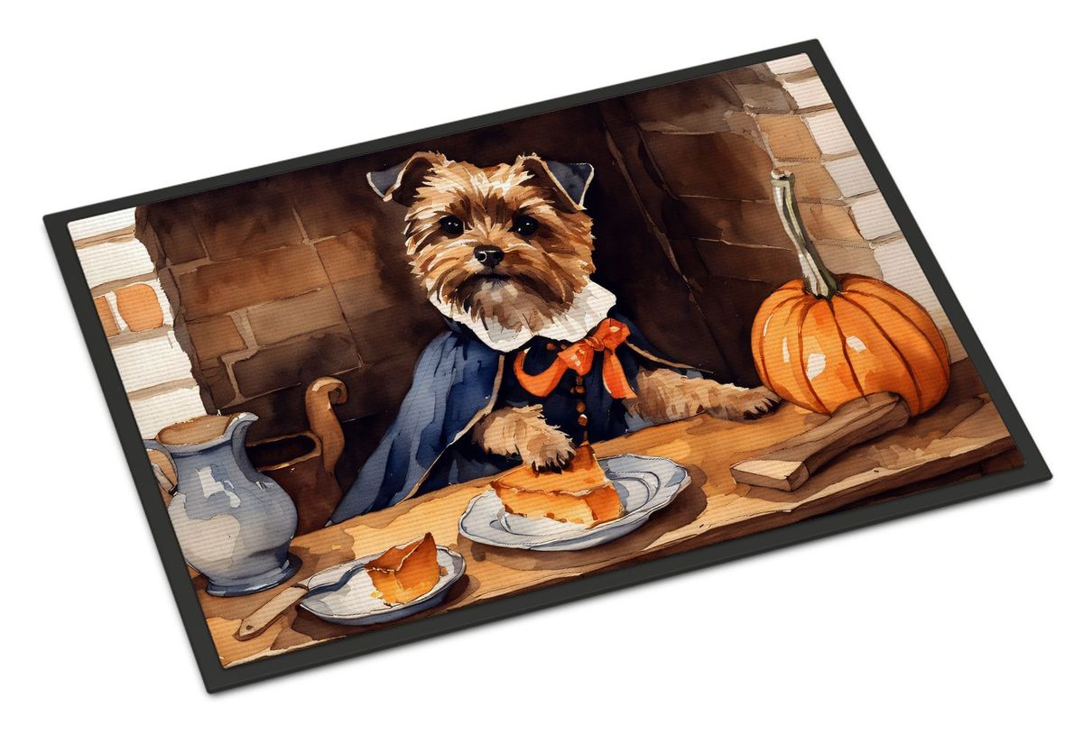 Border Terrier Fall Kitchen Pumpkins Doormat Front Door Mat Indoor Outdoor Rugs For Entryway, Non Slip Washable Low Pile, 24H X 36W_maomaolike.com