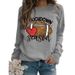 Women's Clothing Site Ready Stock Simple Pullover Crewneck Top T shirt TouchDown Print Loose Sweatshirt_maomaolike.com