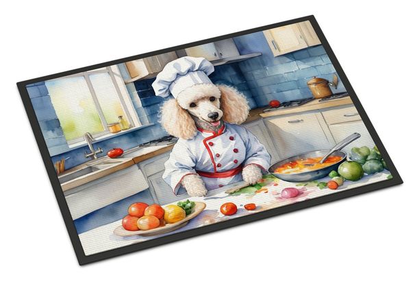 White Poodle The Chef Doormat Front Door Mat Indoor Outdoor Rugs For Entryway, Non Slip Washable Low Pile, 24H X 36W_maomaolike.com