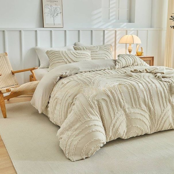 Quilt Cover Three Piece Set Cut Flower Tufted Duvet Cover Full Size For Bedding_maomaolike.com