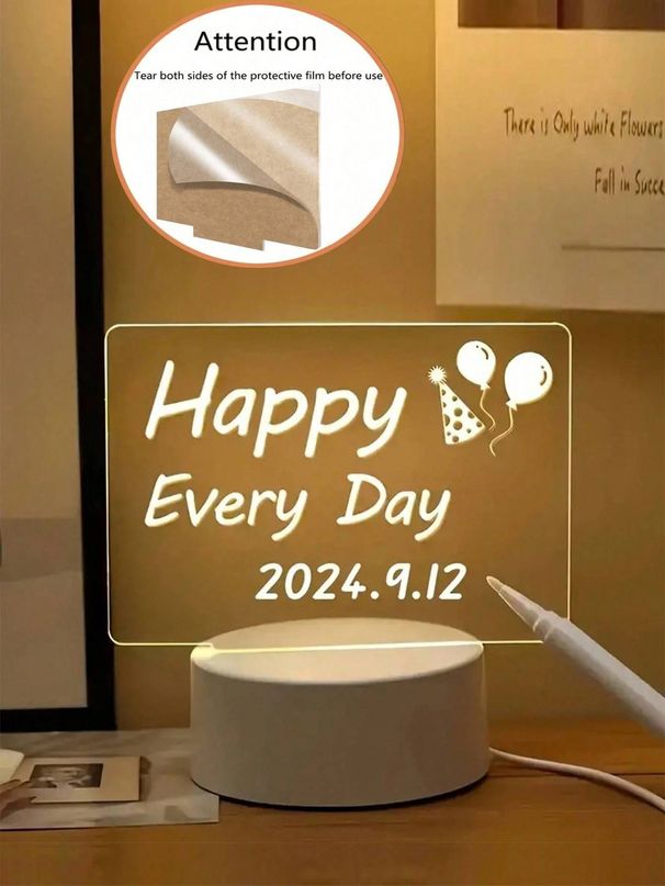 1Pc Writable Erasable Decoration Light With Marker Pen, USB Power Table Lamp, Creative Gift For Children Girls_maomaolike.com