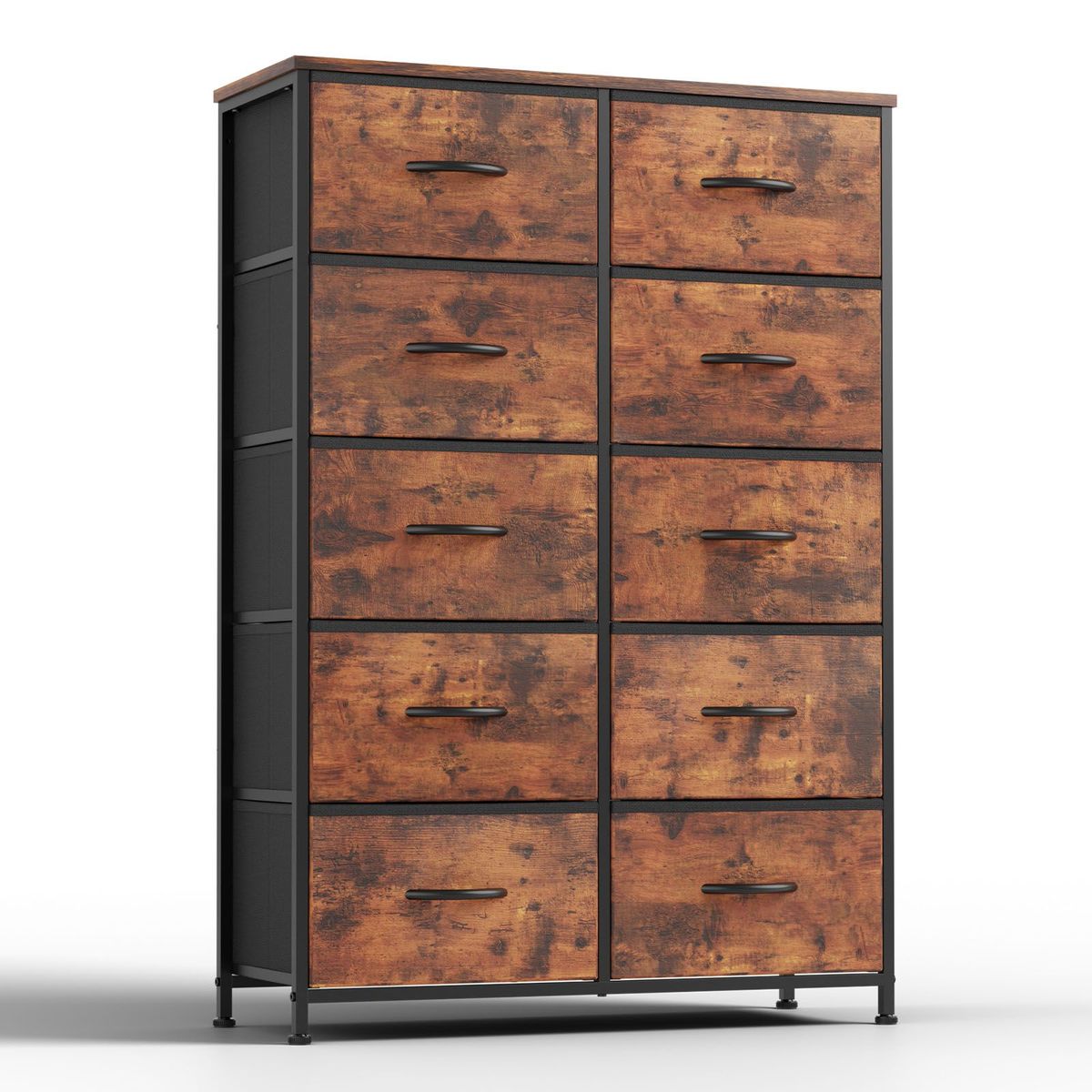 Bedside Table For Bedroom With 10 Fabric Drawers Storage Cabinet Steel Frame Closet For Clothes Storage Display Cabinet_maomaolike.com