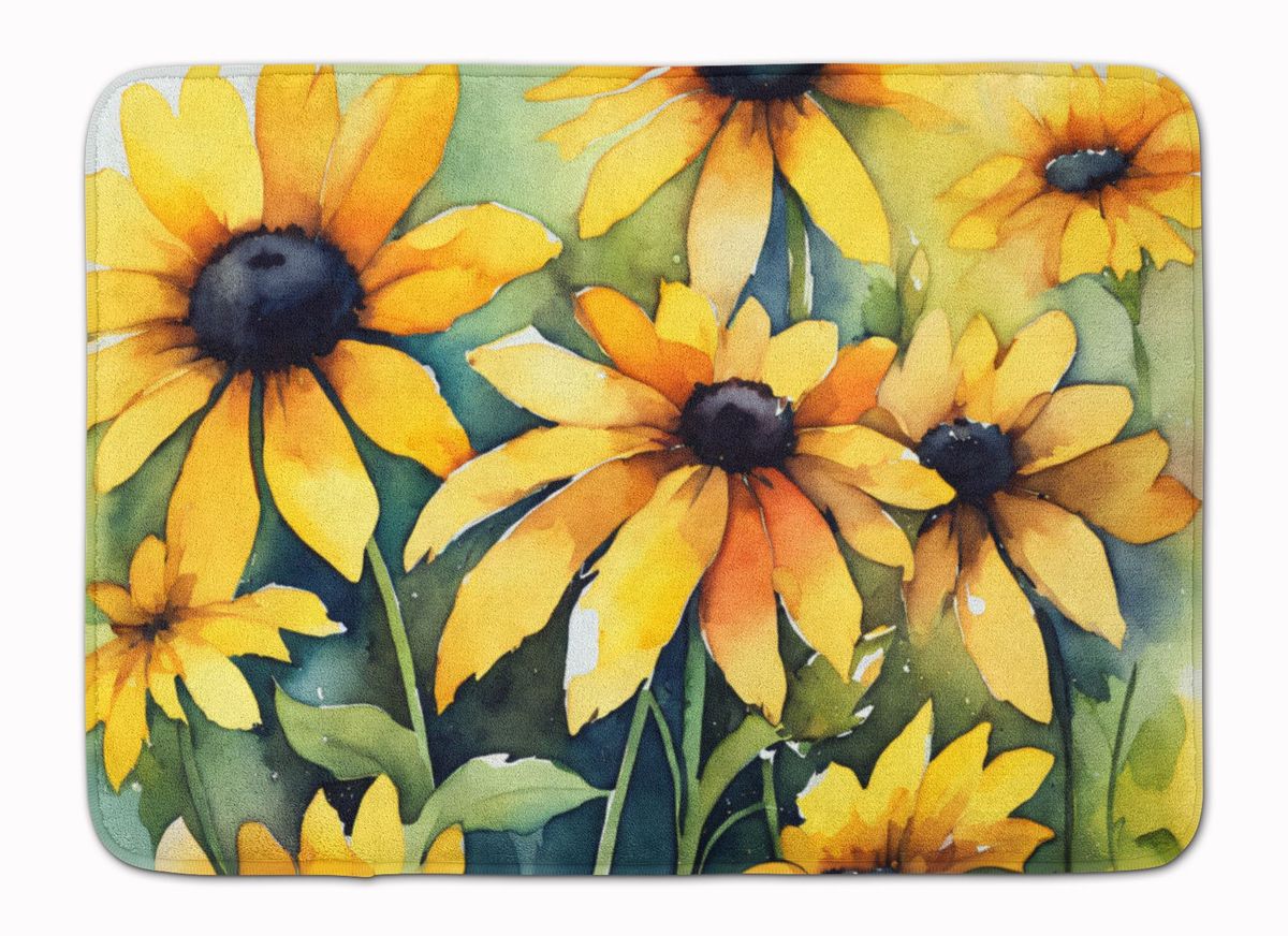 Maryland Black-Eyed Susans In Watercolor Memory Foam Kitchen Mat Machine Washable Anti-Fatigue Mat Cushion Comfort Bath Mat Or Kitchen Rug_maomaolike.com