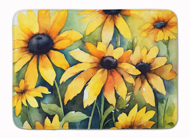 Maryland Black-Eyed Susans In Watercolor Memory Foam Kitchen Mat Machine Washable Anti-Fatigue Mat Cushion Comfort Bath Mat Or Kitchen Rug_maomaolike.com