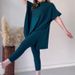 Women's Clothing new autumn round neck bat shirt large size loose sweater casual two piece set_maomaolike.com