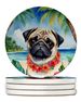 Pug Luau Large Sandstone Coasters Pack Of 4 Absorbent Round Coasters Decor Gifts For Men Or Women, 4 In, Multicolor_maomaolike.com