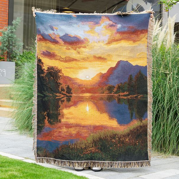 Cross-Border Supply Camping Moisture-Proof Picnic Mat Polyester Cotton Jacquard Tapestry Ins Style Towel Thread Sofa Cover Blanket_maomaolike.com