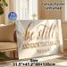Psalm 46:10 "Be Still" Religious Verse Painting Poster, Elegant Gold Script With Soft Feather Accents Poster, Inspirational Faith-based Decor Suitable_maomaolike.com