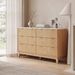 6-Drawer Dresser With Fluted Design And Gold Accents, 54" Wide Wood Storage Chest For Bedroom Living Room Entryway_maomaolike.com