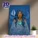 Polynesian Themed Painting Poster, Vibrant Ethnic Art Style Poster, Featuring Tattooed Female And Traditional Sailboat, Cultural Wall Decor Suitable_maomaolike.com