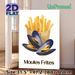 Moules Frites Painting Poster, Vibrant Cartoon-style Mussels & Crispy Fries Poster, Eye-catching Food Artwork Ideal For Kitchen, Dining Room And_maomaolike.com
