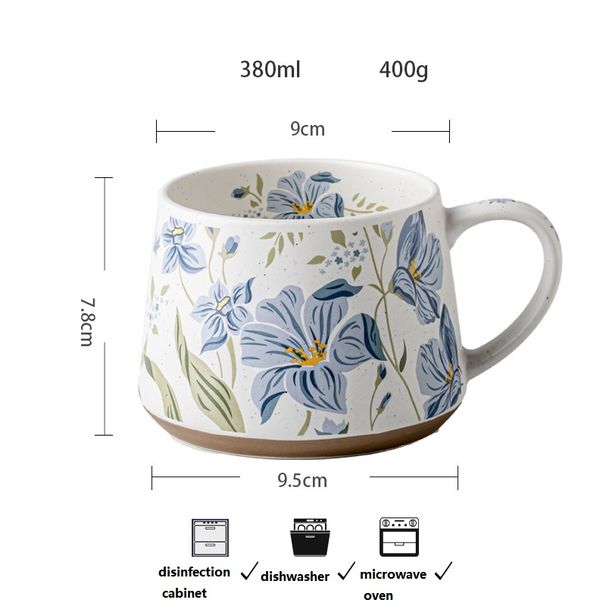 Flower Mug, Ceramic Coffee Cup, Office Water Cup_maomaolike.com