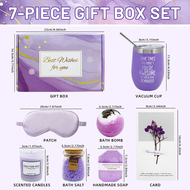 Lavender Gift Set - Relaxing Aromatherapy Bath Salts, Scented Candle, Soap & Hairband For Women, Spa Self-Care Kit_maomaolike.com