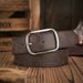 Men Women Western Denim Pu Leather Belt - Vintage Jeans With Carved Buckle Brown Belt_maomaolike.com