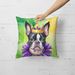 Boston Terrier King Of Mardi Gras Throw Pillow Machine Washable, Indoor Outdoor Decorative Pillow For Couch, Bed Or Patio, 18Hx18W_maomaolike.com