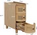 Wood End Table, 3-Drawer Side Table NightStand With 3 Rattan Drawers_maomaolike.com