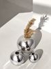 1pc Luxury Style Silver Ceramic Round Ball Vase Suitable For High-end Design Style Living Room Entrance Balcony Decoration Flower Arrangement Vase_maomaolike.com