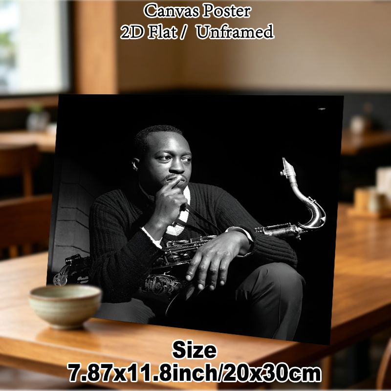 Jazz Musician With Saxophone Painting Poster, Monochrome Vintage Portrait Poster, Timeless Artistic Decor Ideal For Music Studio, Living Room And Jazz_maomaolike.com