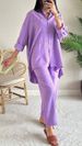 Women's Clothing 2 piece Set Large Size Cotton and Linen Shirt Set High Waist Loose Trousers_maomaolike.com