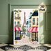 Parisian Street With Eiffel Tower Painting Poster, Pastel-toned Whimsical Hand-painted Scene Poster, Adds Warm Romantic Ambiance Suitable For Living_maomaolike.com