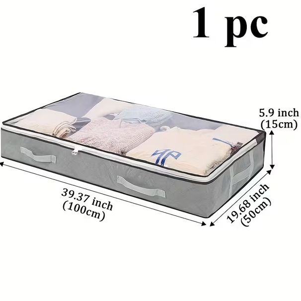 Under-Bed Storage Box With Flip-Top Lid - Durable Non-Woven Fabric Organizer Bedding, Multi-Purpose Space-Saving Design, Bedroom Organizers Storage_maomaolike.com