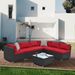 Patio Furniture PE Wicker & Tempered Glass Table_maomaolike.com