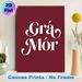 Grá Mór Typography Painting Poster, Deep Burgundy Background With White Ornate Script Poster, Stylish Wall Decor For Living Room, Bedroom_maomaolike.com