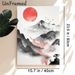 Mount Fuji Themed Ink Style Painting Poster, Serene Minimalist Ink Wash Landscape With Red Sun & Flying Birds Poster, Calming Artistic Decor Suitable_maomaolike.com