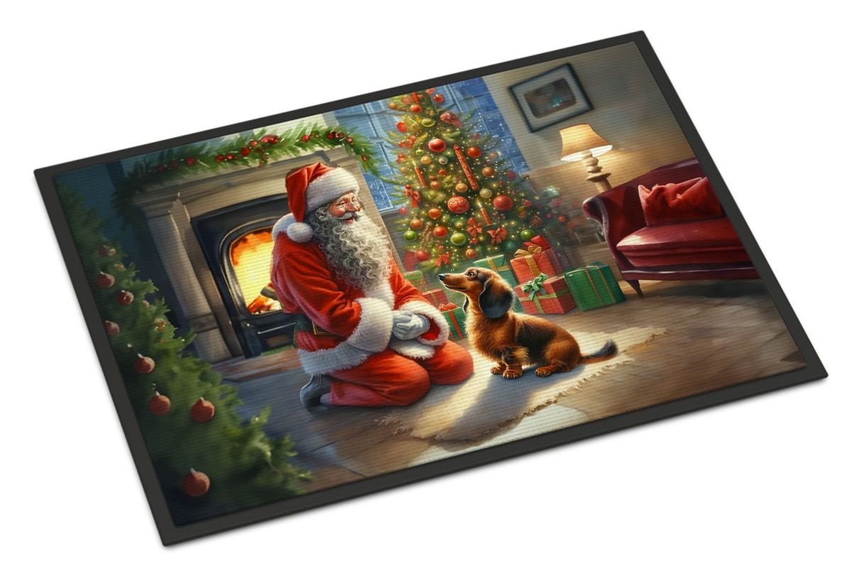 Dachshund And Santa Claus Doormat Front Door Mat Indoor Outdoor Rugs For Entryway, Non Slip Washable Low Pile, 24H X 36W_maomaolike.com