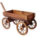 Wood Wagon Flower Planter Pot Stand W/Wheels Home Garden Outdoor Decor_maomaolike.com