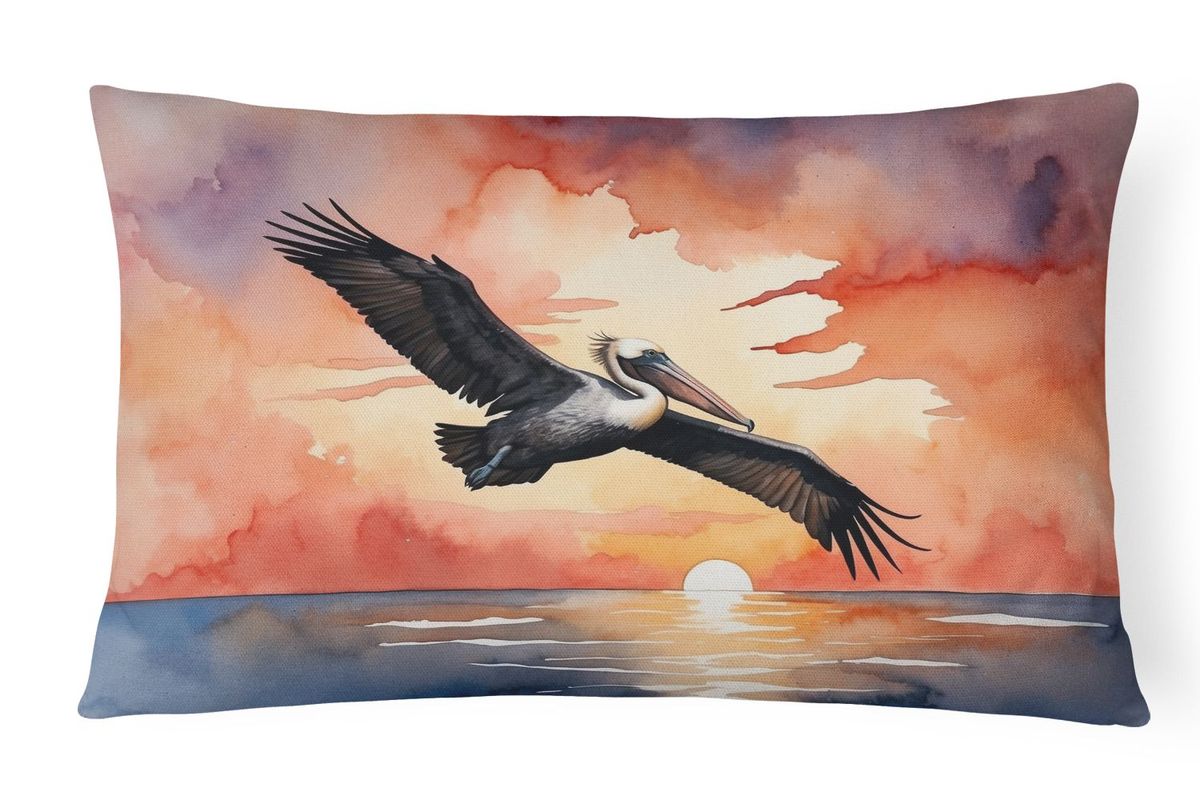 Birds, Birds, Birds Throw Pillow Throw Pillow For Indoor Couch Bed Outdoor Patio Washable, Pelican Fiery Sunset 7511,12Hx16W_maomaolike.com
